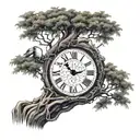 willow tree, religion, broken clock, two birds, waining crescent moon, arm sleeve tattoo design idea