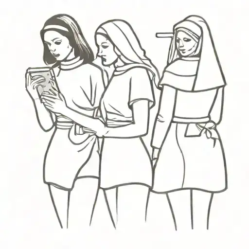 nun and slut school girl tattoo design idea