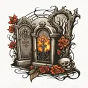 graveyard with tombstones tattoo design idea