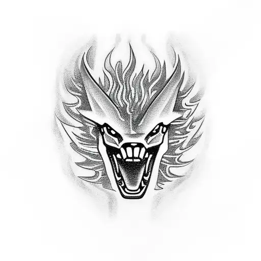 Ford Mustang with Flames tattoo design idea