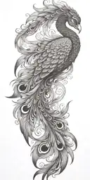 Phoenix bird wings spread  tattoo design idea