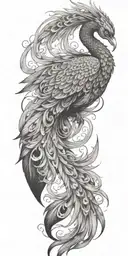 Phoenix bird wings spread  tattoo design idea