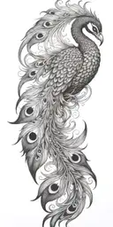 phoenix bird wings spread peacock feather tail tattoo design idea