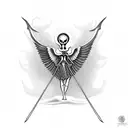 A clockwork angel with a reaper's scythe, symbolizing the balance between life and death tattoo design idea