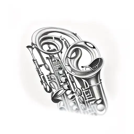 saxophone keys without body tattoo design idea