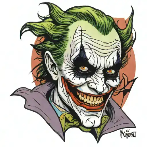 the joker taking off a mask tattoo design idea