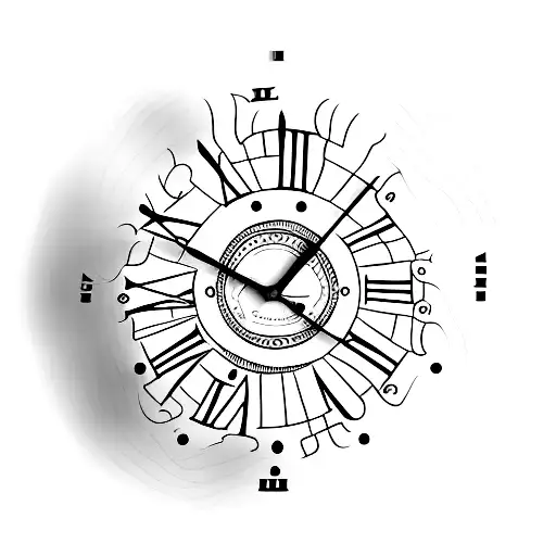 table clock whit 13 hours (digits) tattoo design idea