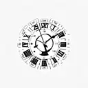 table clock whit 13 hours (digits) tattoo design idea