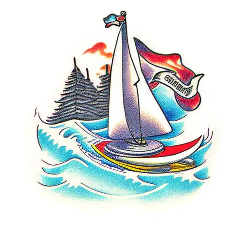 surfing and hiking tattoo design idea