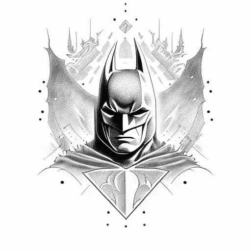 dark knight with creepy head in hand tattoo design idea