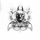 dark knight with creepy head in hand tattoo design idea
