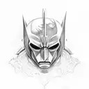 dark knight with creepy head in hand tattoo design idea