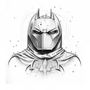 dark knight with creepy head in hand tattoo design idea