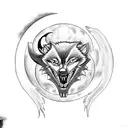 Werewolf transforming under a crescent moon tattoo design idea