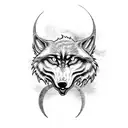 Werewolf transforming under a crescent moon tattoo design idea