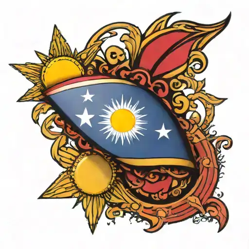 philippine flag with 3 starts a sun   tattoo design idea