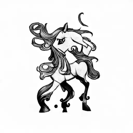 a pony with green hair tattoo design idea