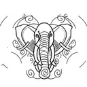 A minimalist tattoo design featuring an elephant with its trunk forming a heart shape, symbolizing the love and unity of sisters. tattoo design idea