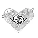 A minimalist tattoo design featuring an elephant with its trunk forming a heart shape, symbolizing the love and unity of sisters. tattoo design idea