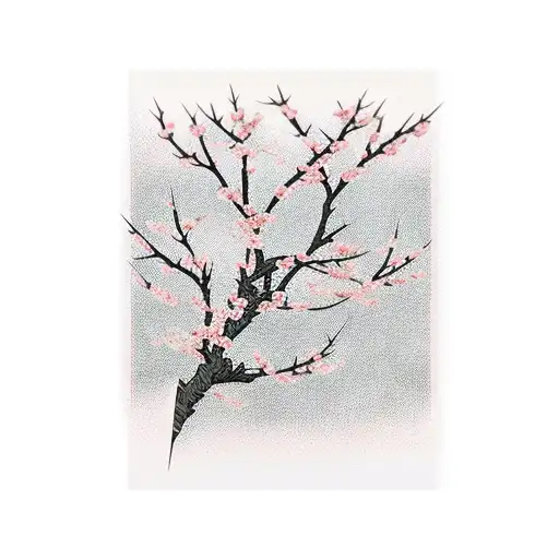 Cherry Blossom with barb wire tattoo design idea