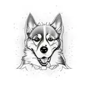 camp and dog tattoo design idea