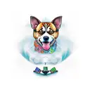 camp and dog tattoo design idea