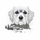 camp and dog tattoo design idea