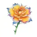 canary holding a marigold flower tattoo design idea