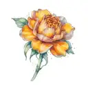 canary holding a marigold flower tattoo design idea