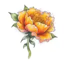 canary holding a marigold flower tattoo design idea