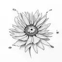 create a little aster flower that blooms in september and has a purple colour and has one petal alive tattoo design idea