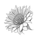 create a little aster flower that blooms in september and has a purple colour and has one petal alive tattoo design idea