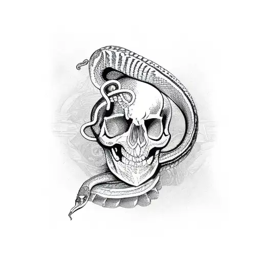 Snake skeleton wrapped around arm tattoo design idea