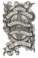trasure map with the words "sic parvis magna" tattoo design idea