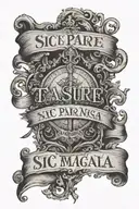 trasure map with the words "sic parvis magna" tattoo design idea