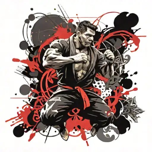 BJJ Black belt intertwined tattoo design idea