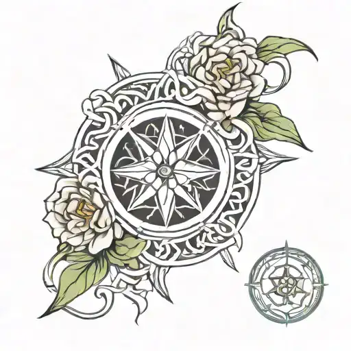Celtic knot compass lotus flower tattoo design idea
