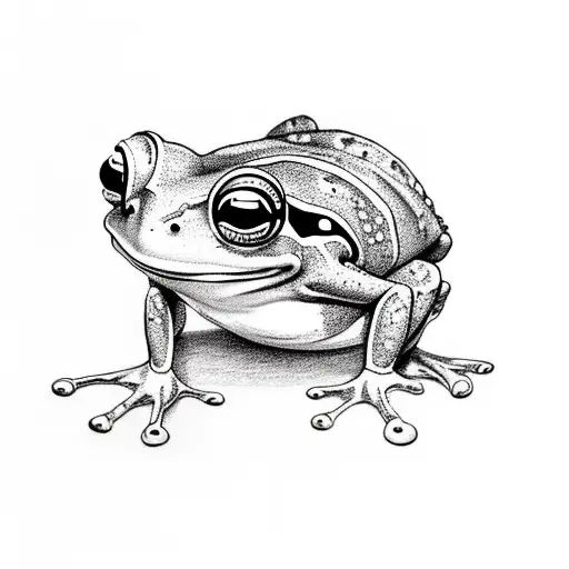 Cute Cartoon Frog smiling tattoo design idea