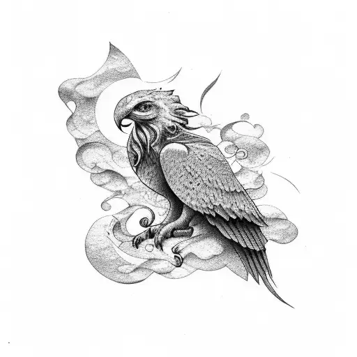 Letter t cover up phoenix  tattoo design idea