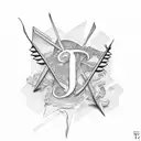 Letter t cover up tattoo design idea