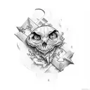 Letter t cover up tattoo design idea