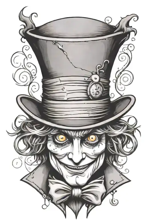 The mad hatter cartoon creepy with dripping eyes tattoo design idea