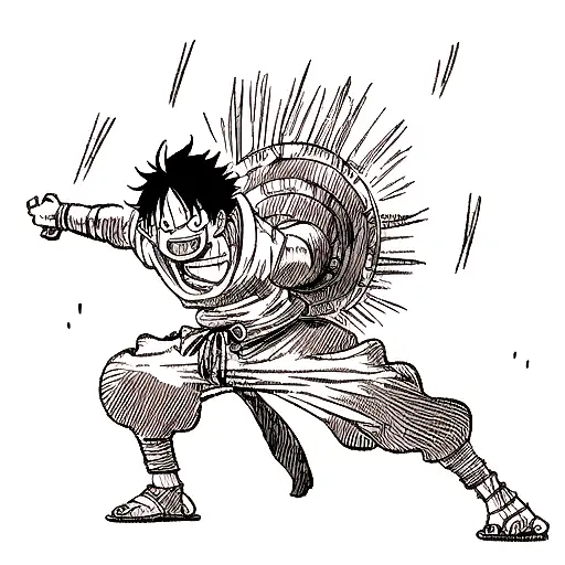 luffy in gear 5 form from one piece anime tattoo design idea
