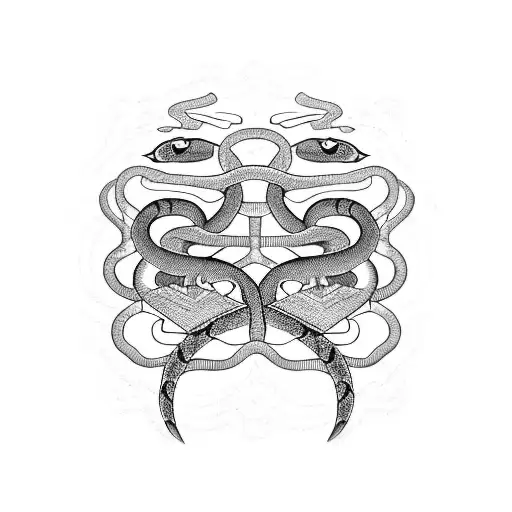 Two snakes on the chest, they must be symmetrical and facing at each other in the middle of the chest under the clavicle tattoo design idea