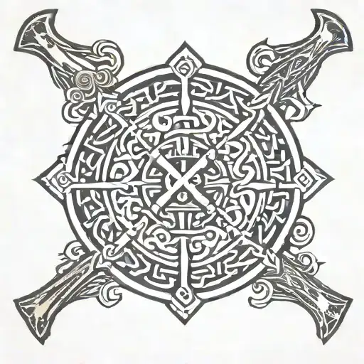viking, runes, symbols, medieval tattoo design idea