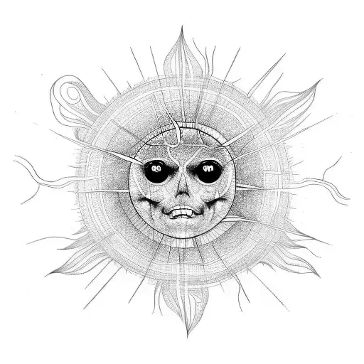 Neurons with sun tattoo design idea