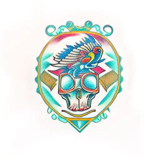 cuervo y ave fenix tattoo design idea