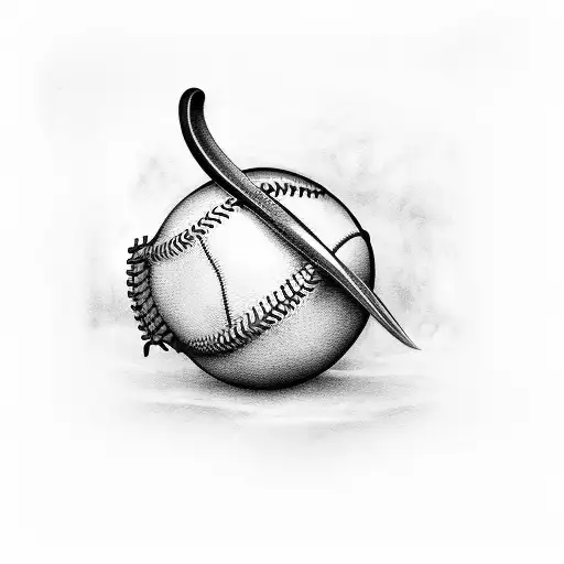 Black and Grey Baseball Tattoo Idea - BlackInk AI