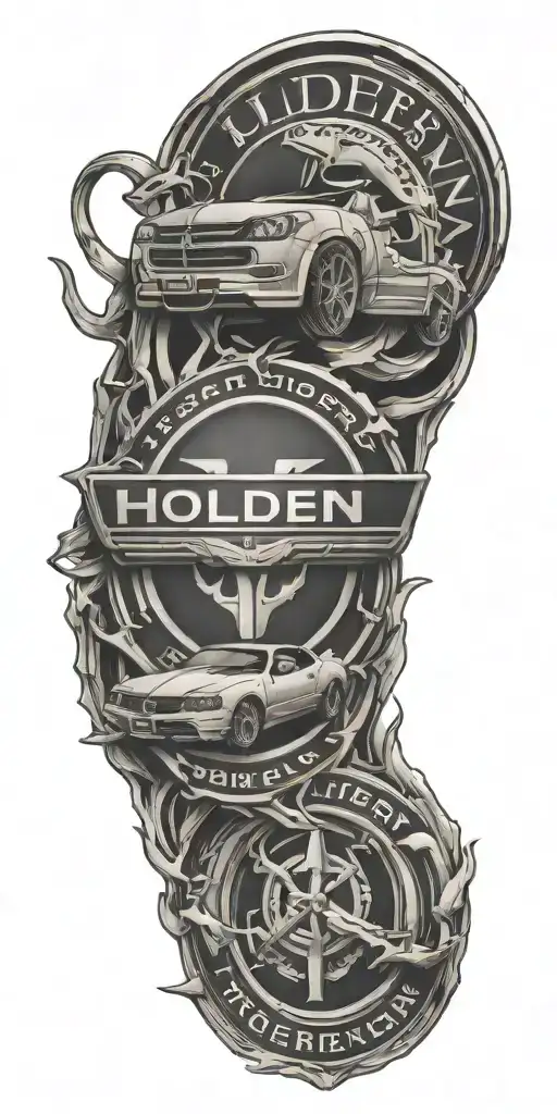 Holden car brand logo incorporated tattoo design idea