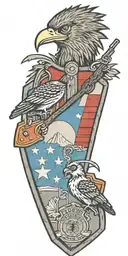 Texas state flag, police shield badge, fender guitar, NICU Awareness, Lunar module, woody the woodpecker, roadrunner tattoo design idea